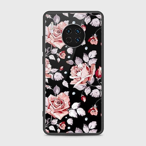 Huawei Mate 30 Cover - Floral Series - HQ Ultra Shine Premium Infinity Glass Soft Silicon Borders Case