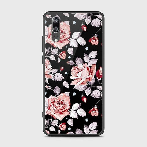 Huawei P20 Cover - Floral Series - HQ Ultra Shine Premium Infinity Glass Soft Silicon Borders Case