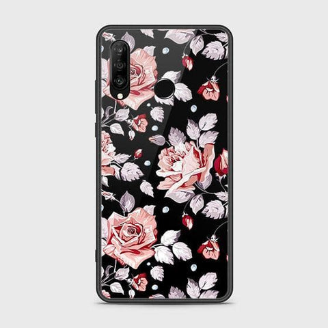 Huawei P30 lite Cover - Floral Series - HQ Ultra Shine Premium Infinity Glass Soft Silicon Borders Case