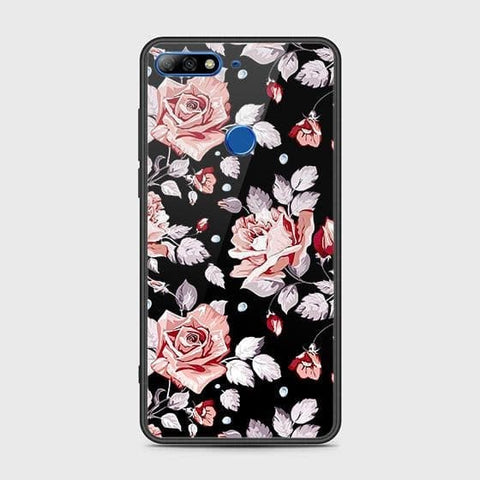 Huawei Y7 2018 Cover - Floral Series - HQ Ultra Shine Premium Infinity Glass Soft Silicon Borders Case