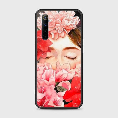 Realme 6 Cover - Floral Series - HQ Ultra Shine Premium Infinity Glass Soft Silicon Borders Case