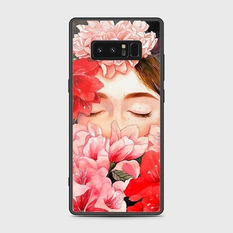 Samsung Galaxy Note 8 Cover - Floral Series - HQ Ultra Shine Premium Infinity Glass Soft Silicon Borders Case