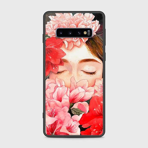 Samsung Galaxy S10 Cover - Floral Series - HQ Ultra Shine Premium Infinity Glass Soft Silicon Borders Case
