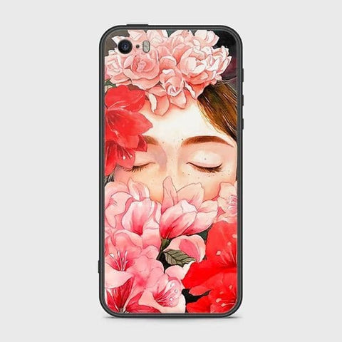 iPhone SE Cover - Floral Series - HQ Ultra Shine Premium Infinity Glass Soft Silicon Borders Case