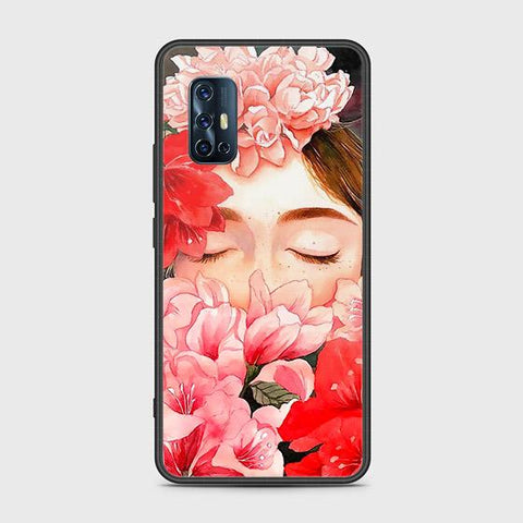 Vivo V17 Cover - Floral Series - HQ Ultra Shine Premium Infinity Glass Soft Silicon Borders Case