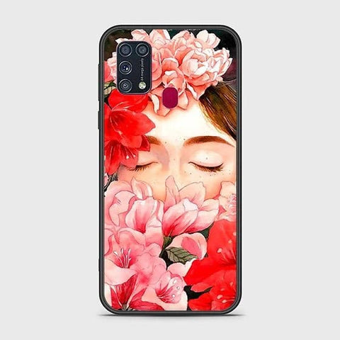 Samsung Galaxy M31 Cover - Floral Series - HQ Ultra Shine Premium Infinity Glass Soft Silicon Borders Case