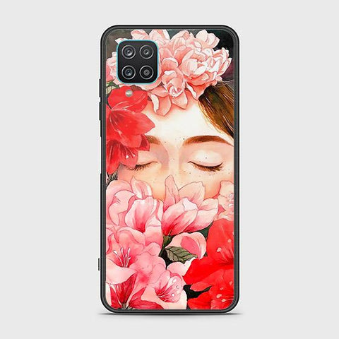 Samsung Galaxy A12 Cover - Floral Series - HQ Ultra Shine Premium Infinity Glass Soft Silicon Borders Case