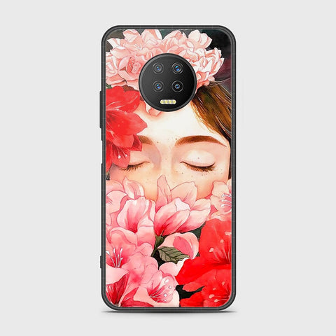 Infinix Note 7 Cover- Floral Series - HQ Ultra Shine Premium Infinity Glass Soft Silicon Borders Case