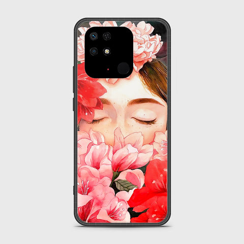Xiaomi Redmi 10C Cover- Floral Series - HQ Ultra Shine Premium Infinity Glass Soft Silicon Borders Case