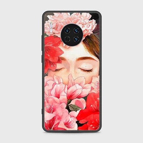 Huawei Mate 30 Cover - Floral Series - HQ Ultra Shine Premium Infinity Glass Soft Silicon Borders Case