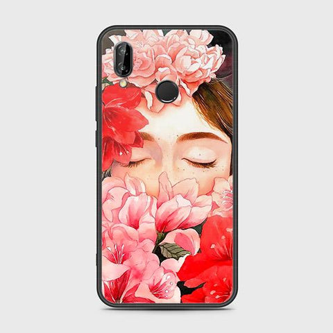 Huawei P20 Lite 2019 Cover - Floral Series - HQ Ultra Shine Premium Infinity Glass Soft Silicon Borders Case