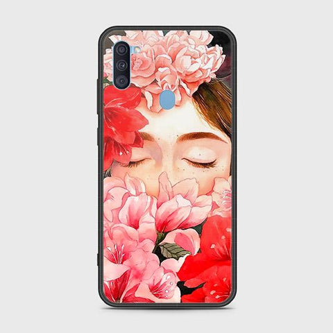Samsung Galaxy M11 Cover - Floral Series - HQ Ultra Shine Premium Infinity Glass Soft Silicon Borders Case