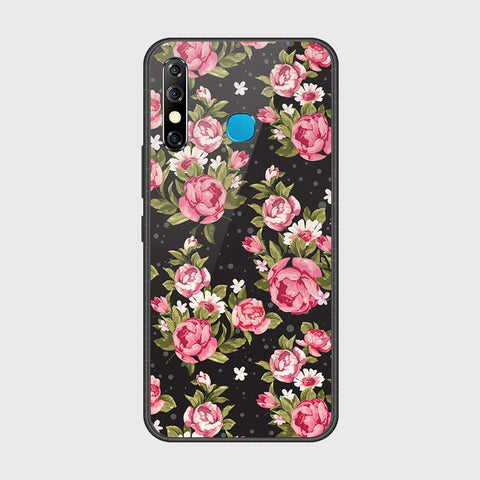 Infinix Hot 8 Cover- Floral Series - HQ Ultra Shine Premium Infinity Glass Soft Silicon Borders Case