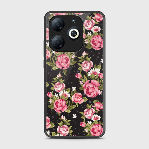 Infinix Smart 8 Pro Cover- Floral Series - HQ Ultra Shine Premium Infinity Glass Soft Silicon Borders Case
