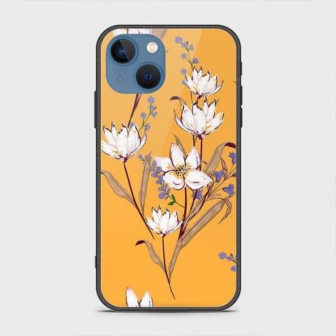 iPhone 13 Cover - Floral Series - HQ Ultra Shine Premium Infinity Glass Soft Silicon Borders Case