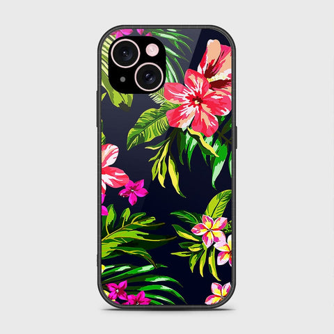 iPhone 15 Cover- Floral Series - HQ Ultra Shine Premium Infinity Glass Soft Silicon Borders Case