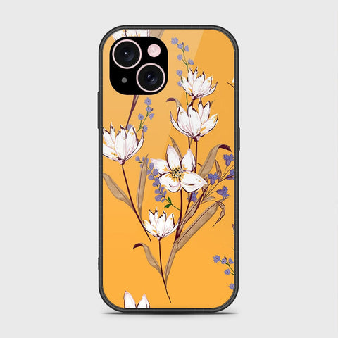 iPhone 15 Cover- Floral Series - HQ Ultra Shine Premium Infinity Glass Soft Silicon Borders Case