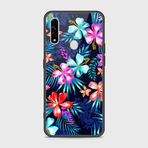 Oppo A8 Cover- Floral Series - HQ Ultra Shine Premium Infinity Glass Soft Silicon Borders Case