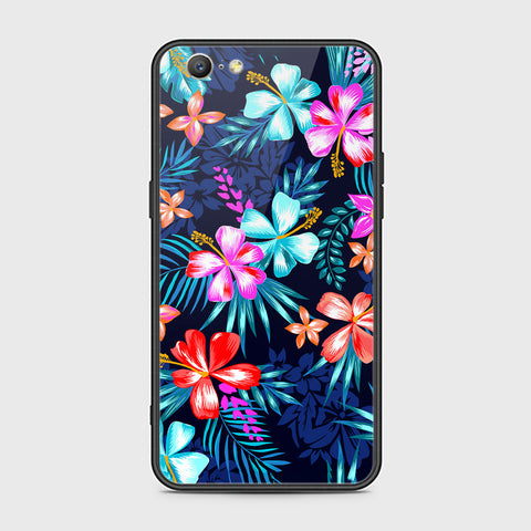 Oppo A57 Cover- Floral Series - HQ Ultra Shine Premium Infinity Glass Soft Silicon Borders Case