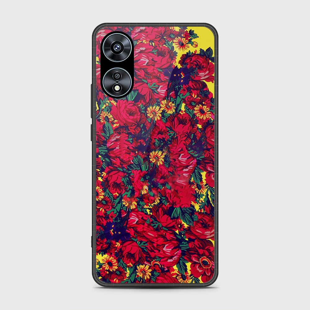 Oppo A58 4G Cover- Floral Series - HQ Ultra Shine Premium Infinity Glass Soft Silicon Borders Case