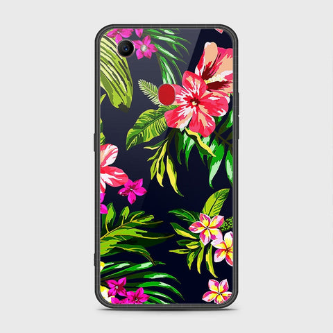 Oppo F7 Cover- Floral Series - HQ Ultra Shine Premium Infinity Glass Soft Silicon Borders Case