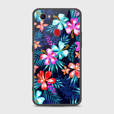 Oppo F7 Cover- Floral Series - HQ Ultra Shine Premium Infinity Glass Soft Silicon Borders Case