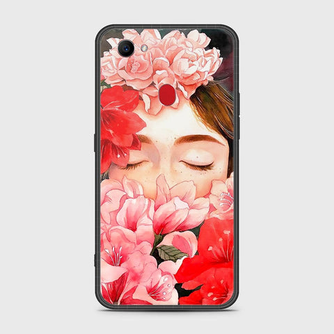 Oppo F7 Cover- Floral Series - HQ Ultra Shine Premium Infinity Glass Soft Silicon Borders Case