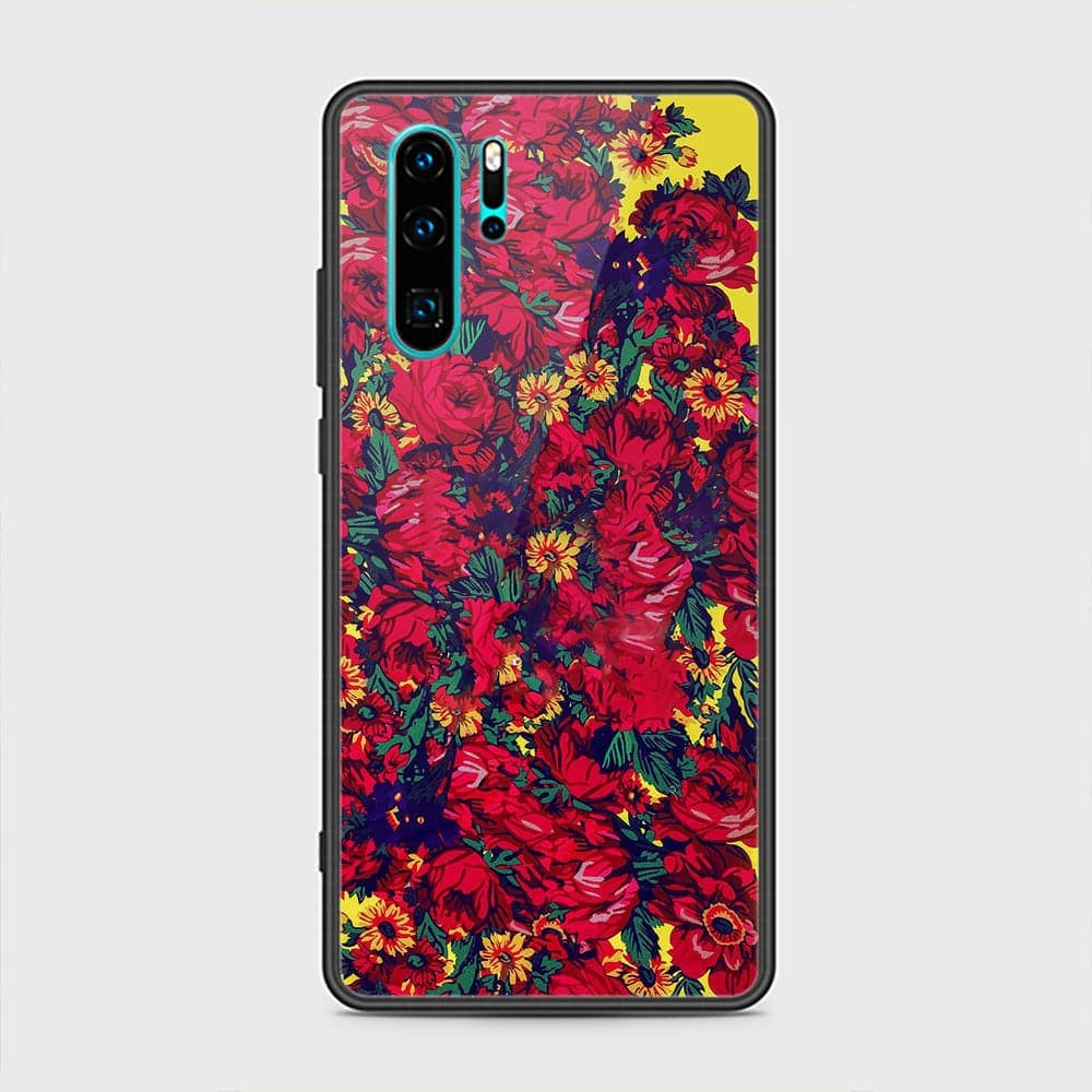 Huawei P30 Pro Cover - Floral Series - HQ Ultra Shine Premium Infinity Glass Soft Silicon Borders Case