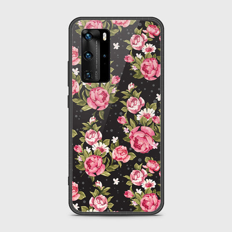 Huawei P40 Pro Cover- Floral Series - HQ Ultra Shine Premium Infinity Glass Soft Silicon Borders Case