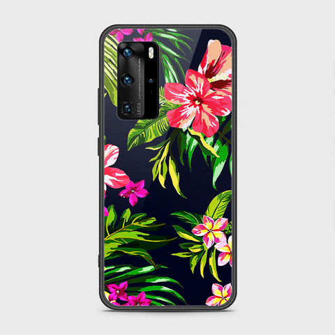 Huawei P40 Pro Cover- Floral Series - HQ Ultra Shine Premium Infinity Glass Soft Silicon Borders Case