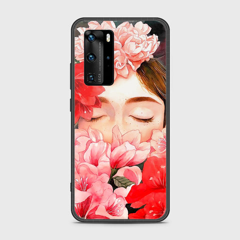 Huawei P40 Pro Cover- Floral Series - HQ Ultra Shine Premium Infinity Glass Soft Silicon Borders Case