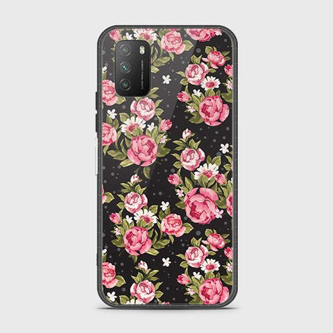 Xiaomi Poco M3 Cover - Floral Series - HQ Ultra Shine Premium Infinity Glass Soft Silicon Borders Case
