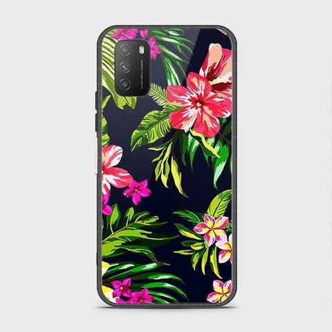 Xiaomi Poco M3 Cover - Floral Series - HQ Ultra Shine Premium Infinity Glass Soft Silicon Borders Case