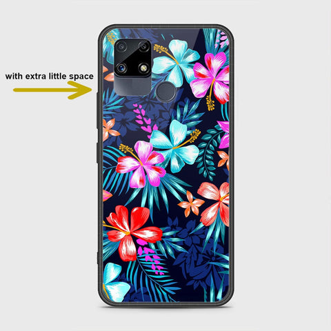 Realme C12 Cover- Floral Series - HQ Ultra Shine Premium Infinity Glass Soft Silicon Borders Case