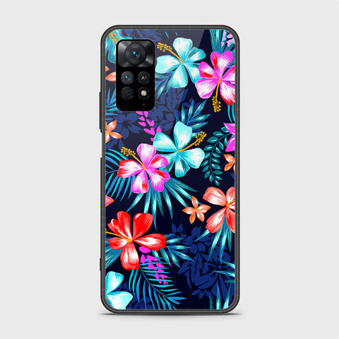 Xiaomi Redmi Note 11 Cover- Floral Series - HQ Ultra Shine Premium Infinity Glass Soft Silicon Borders Case