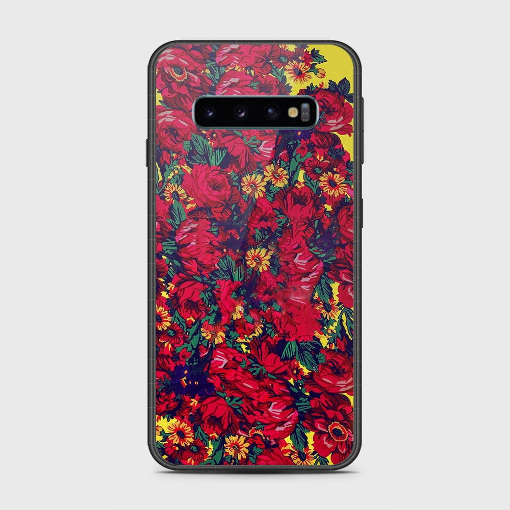 Samsung Galaxy S10 5G Cover- Floral Series - HQ Ultra Shine Premium Infinity Glass Soft Silicon Borders Case