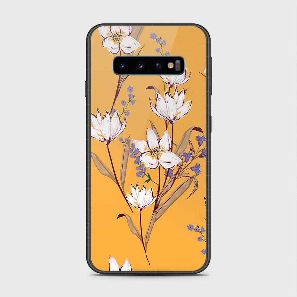 Samsung Galaxy S10 5G Cover- Floral Series - HQ Ultra Shine Premium Infinity Glass Soft Silicon Borders Case (Fast Delivery)