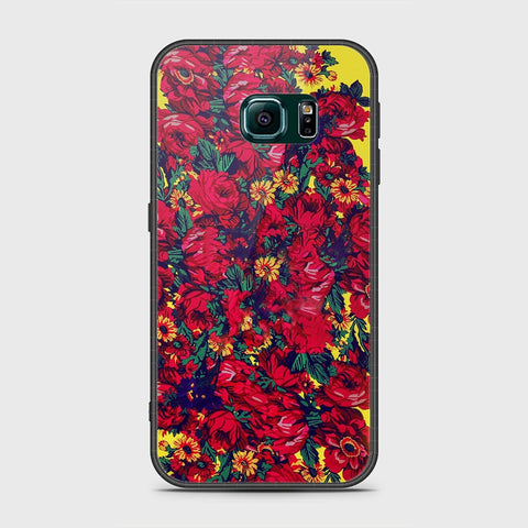 Samsung Galaxy S6 Edge Cover- Floral Series - HQ Ultra Shine Premium Infinity Glass Soft Silicon Borders Case