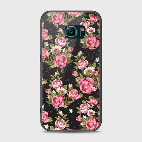 Samsung Galaxy S6 Edge Cover- Floral Series - HQ Ultra Shine Premium Infinity Glass Soft Silicon Borders Case