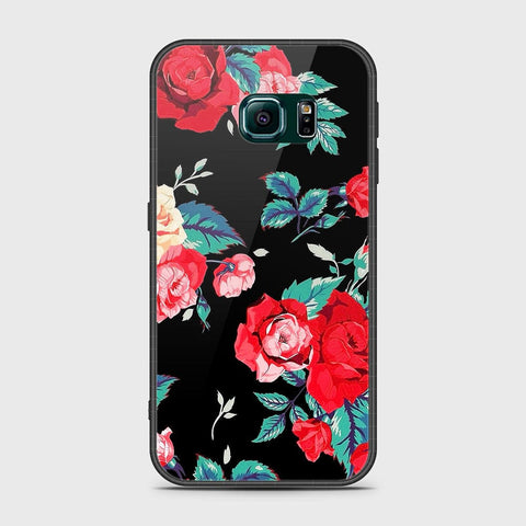 Samsung Galaxy S6 Edge Cover- Floral Series - HQ Ultra Shine Premium Infinity Glass Soft Silicon Borders Case
