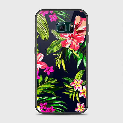 Samsung Galaxy S6 Edge Cover- Floral Series - HQ Ultra Shine Premium Infinity Glass Soft Silicon Borders Case