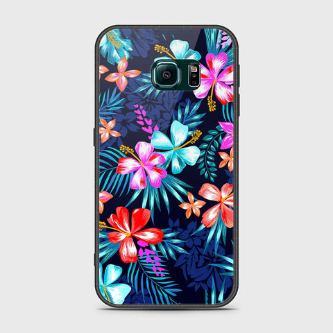 Samsung Galaxy S6 Edge Cover- Floral Series - HQ Ultra Shine Premium Infinity Glass Soft Silicon Borders Case