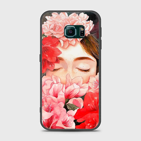 Samsung Galaxy S6 Edge Cover- Floral Series - HQ Ultra Shine Premium Infinity Glass Soft Silicon Borders Case