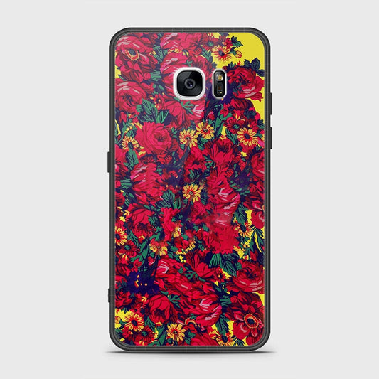 Samsung Galaxy S7 Edge Cover- Floral Series - HQ Ultra Shine Premium Infinity Glass Soft Silicon Borders Case