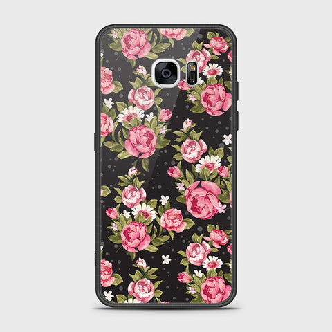 Samsung Galaxy S7 Edge Cover- Floral Series - HQ Ultra Shine Premium Infinity Glass Soft Silicon Borders Case