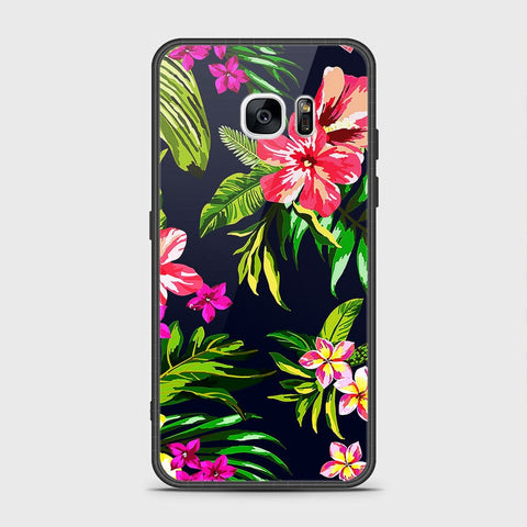 Samsung Galaxy S7 Edge Cover- Floral Series - HQ Ultra Shine Premium Infinity Glass Soft Silicon Borders Case