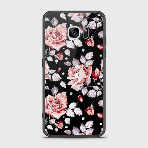 Samsung Galaxy S7 Edge Cover- Floral Series - HQ Ultra Shine Premium Infinity Glass Soft Silicon Borders Case