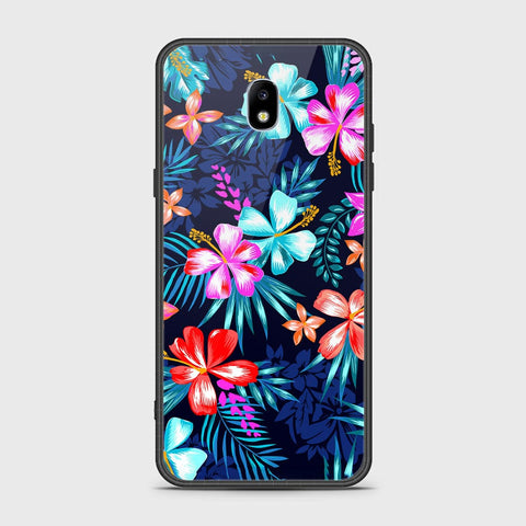 Samsung Galaxy J7 Pro / J7 2017 / J730 Cover - Floral Series - HQ Ultra Shine Premium Infinity Glass Soft Silicon Borders Case