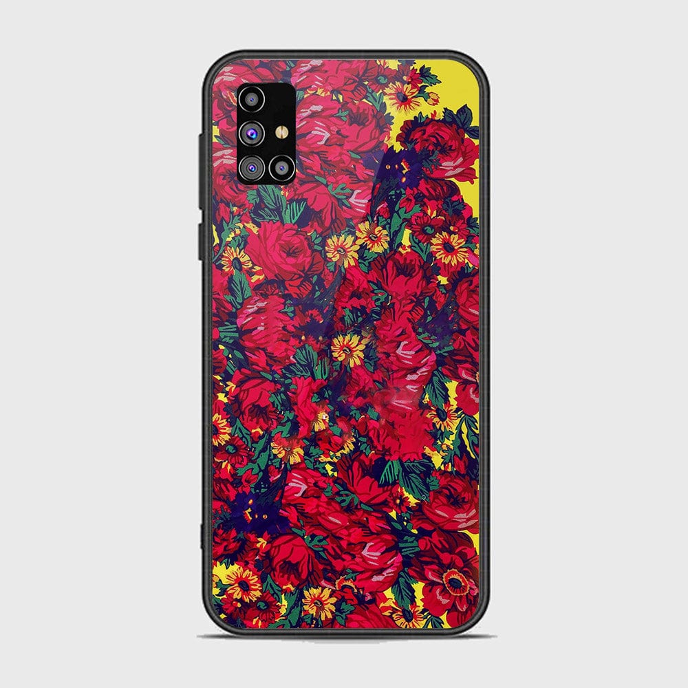 Samsung Galaxy M31s Cover - Floral Series - HQ Ultra Shine Premium Infinity Glass Soft Silicon Borders Case