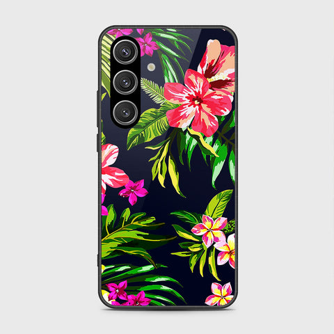 Samsung Galaxy S24 Cover- Floral Series - HQ Ultra Shine Premium Infinity Glass Soft Silicon Borders Case